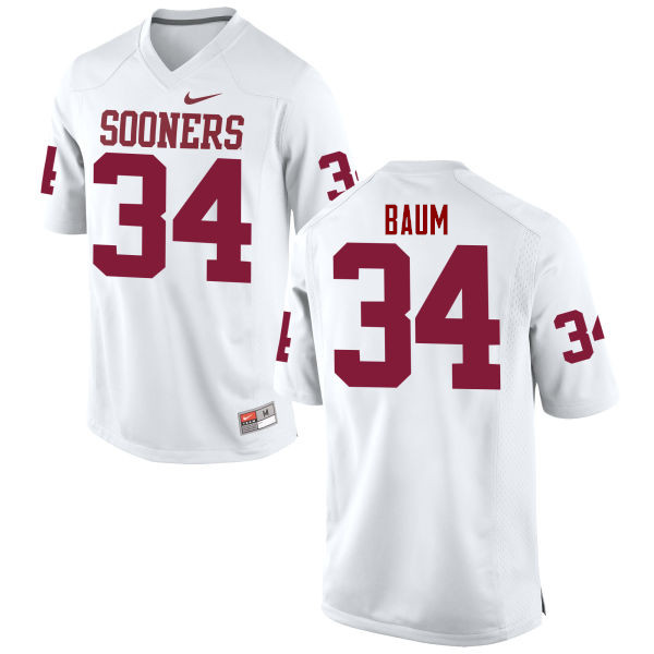 Men Oklahoma Sooners #34 Tanner Baum College Football Jerseys Game-White - Click Image to Close